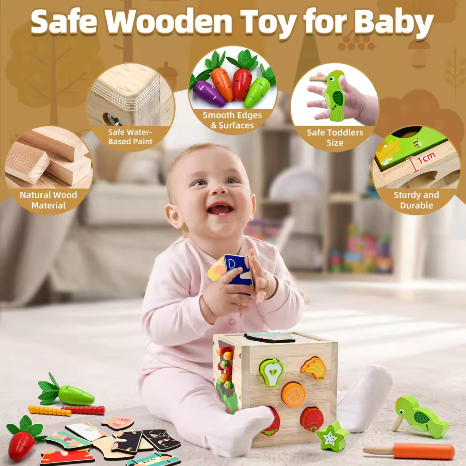 Sensory Toy Wooden Activity Cube