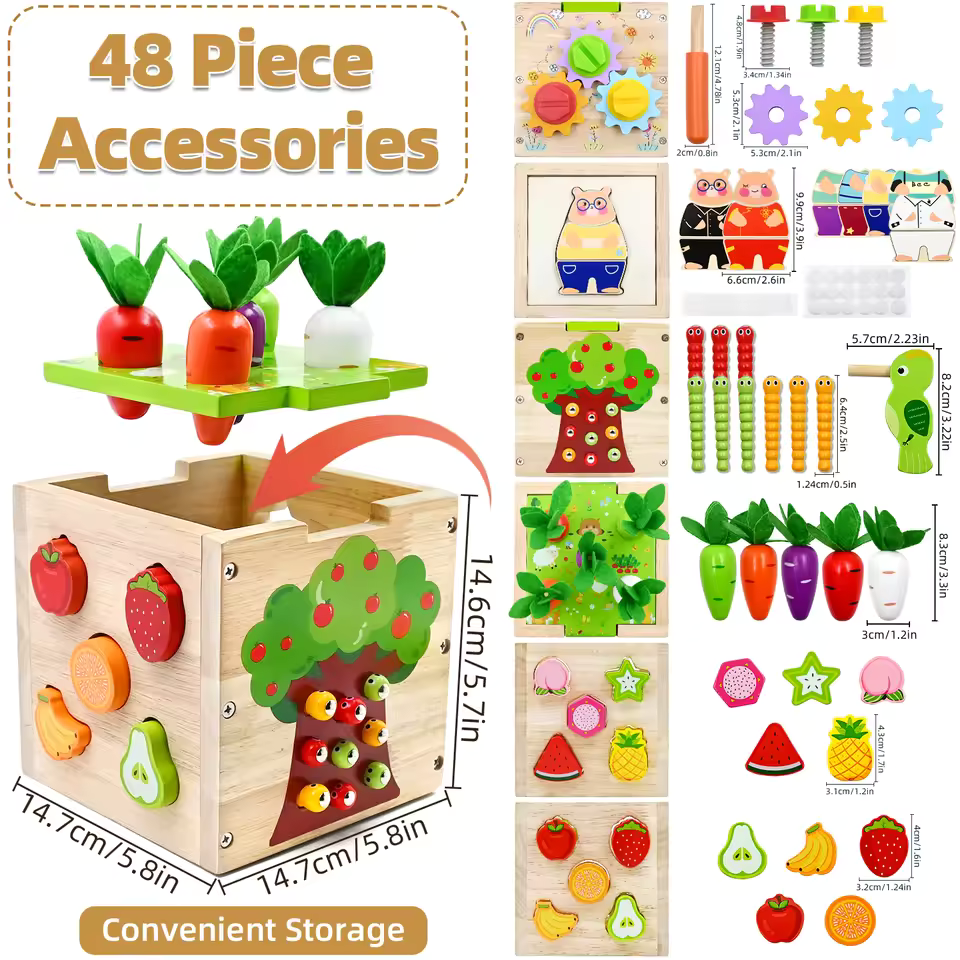 Sensory Toy Wooden Activity Cube