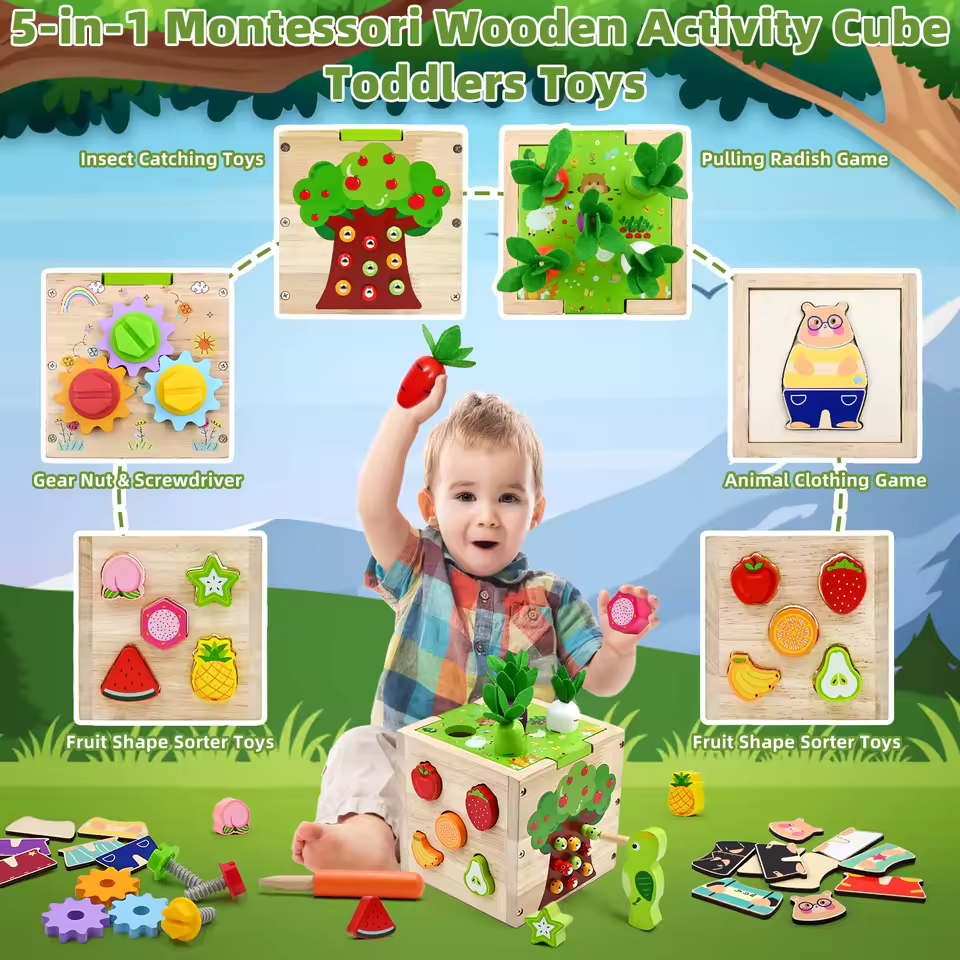 Sensory Toy Wooden Activity Cube