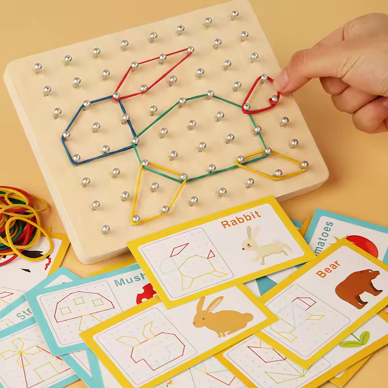 Wooden Montessori Geoboard Toy